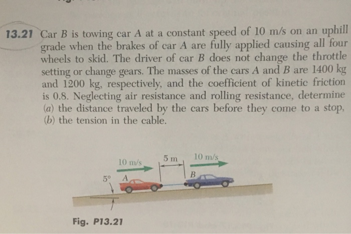 Solved 13.21 Car B Is Towing Car A At A Constant Speed Of 10 | Chegg.com