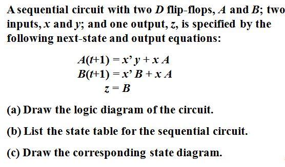 Solved A Sequential Circuit With Two D Flip-flops, A And B; | Chegg.com