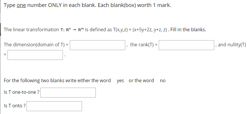 Solved Type one number ONLY in each blank. Each blank(box) | Chegg.com