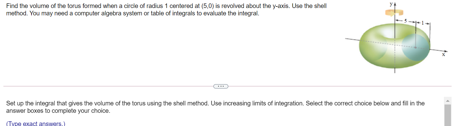 Solved у. Find the volume of the torus formed when a circle | Chegg.com