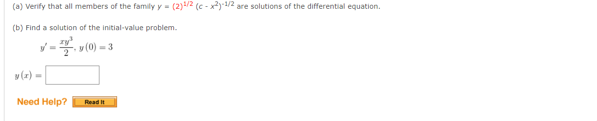 Solved (a) Verify that all members of the family y = (2)1/2 | Chegg.com