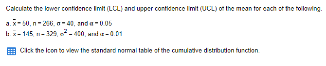 Solved A. LCL = ?? A. UCL = ?? B. LCL = ?? B. UCL = ?? | Chegg.com