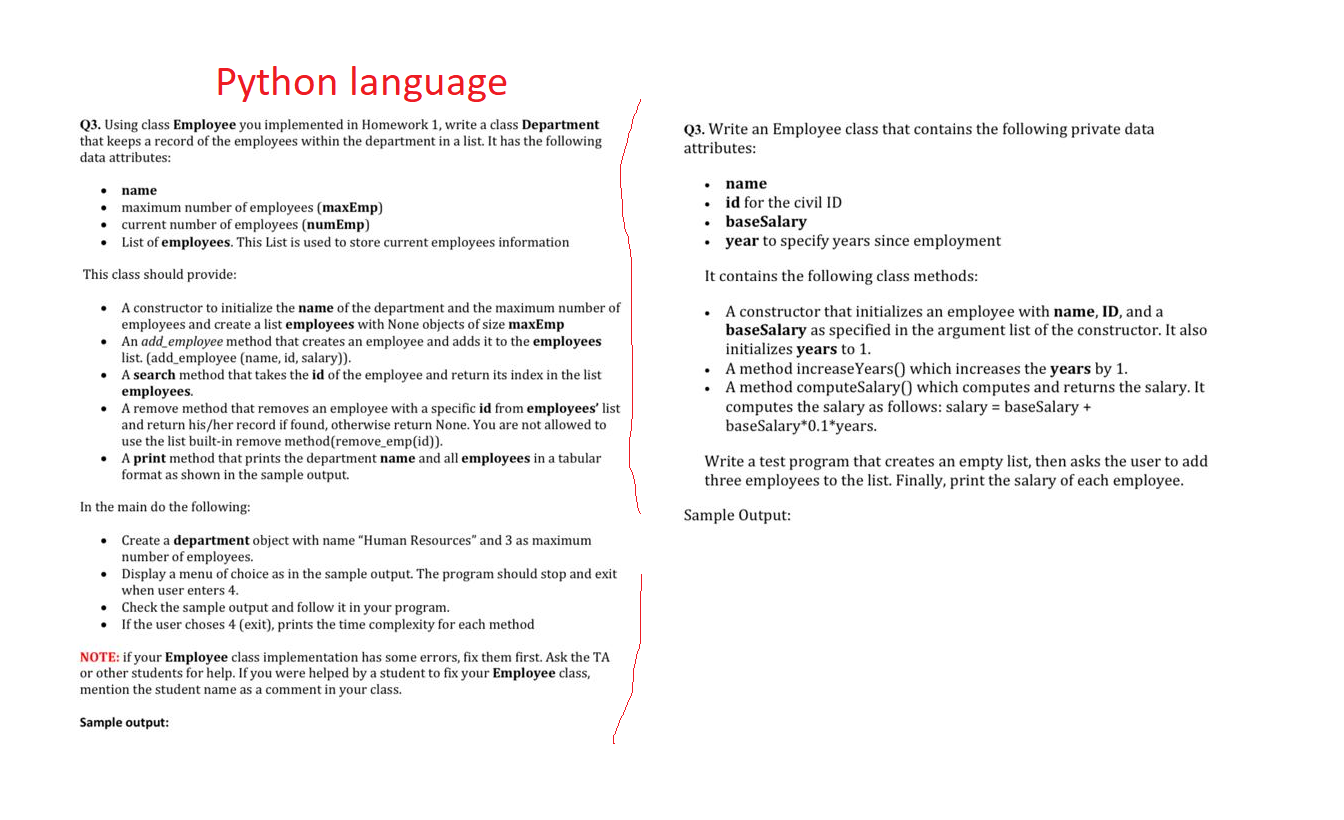 Solved Python language Q3. Using class Employee you | Chegg.com