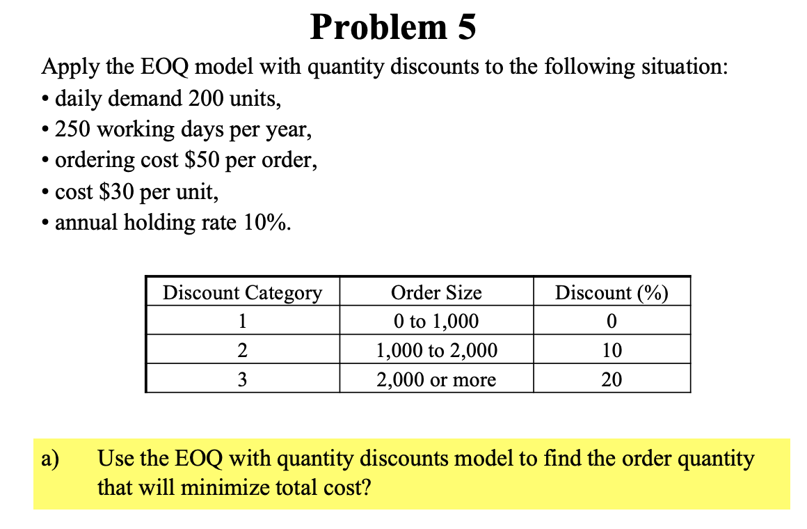 Quantity Discounts –