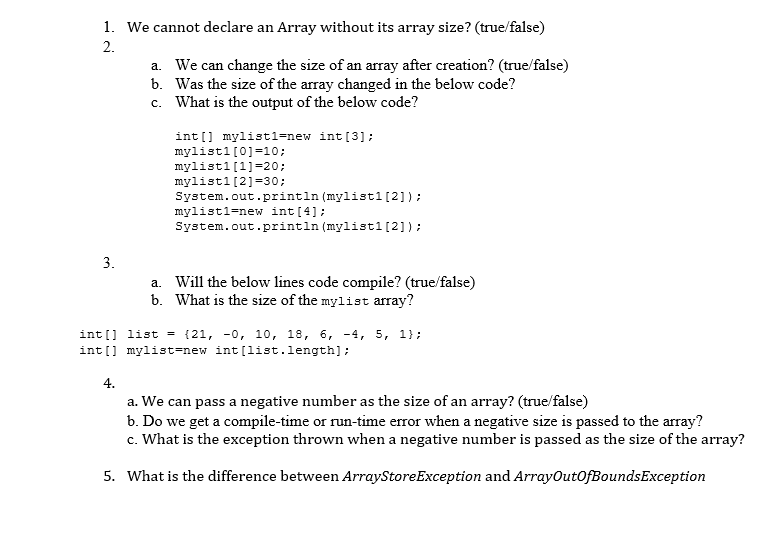 Solved 1- Without using or defining size or length