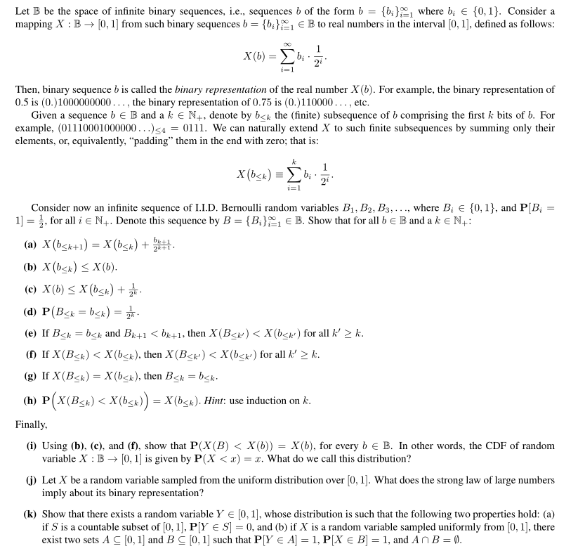 Let B Be The Space Of Infinite Binary Sequences I Chegg Com