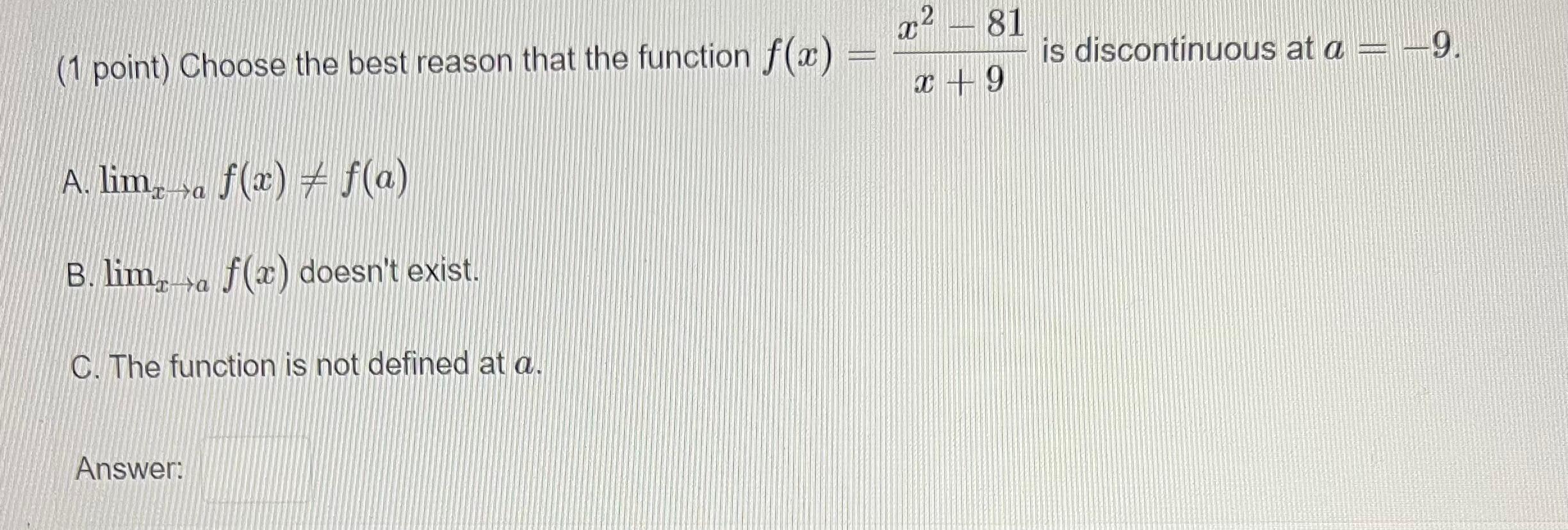 Solved (1 point) A function f(x) is said to have a jump | Chegg.com