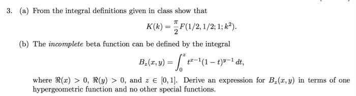 3. (a) From The Integral Definitions Given In Class | Chegg.com