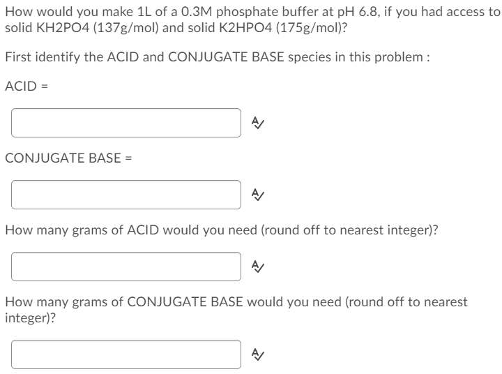Solved How would you make 1L of a 0.3M phosphate buffer at | Chegg.com