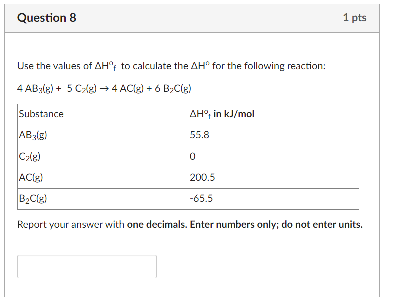 Solved Use the values of ΔH∘ f to calculate the ΔH∘ for the | Chegg.com