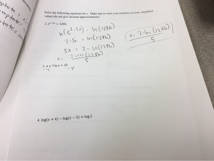 Solved pto mplified Solve the following equations for x. | Chegg.com