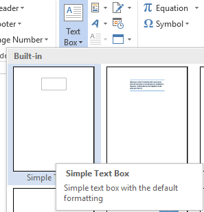 2ader TT Equation A 2 Symbol oter A Text =ge Number Box de Built-in Simple Text Box Simple Simple text box with the default f