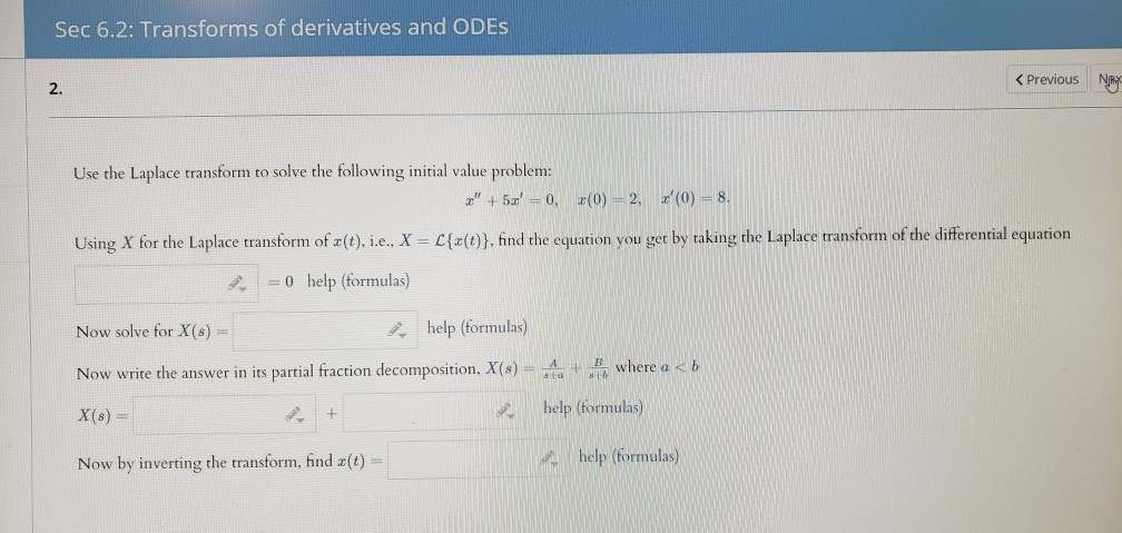 Solved Sec 6.2: Transforms Of Derivatives And Odes