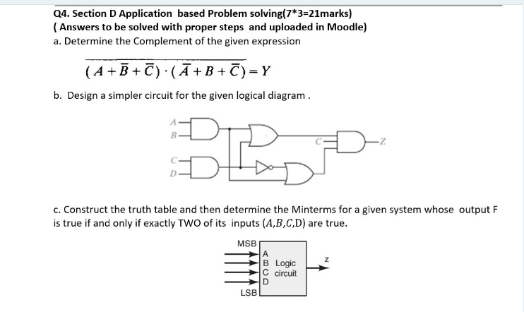 Solved Q4. Section D Application based Problem | Chegg.com