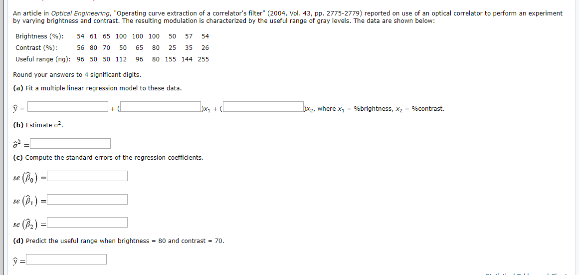 Solved An article in Optical Engineering, "Operating curve