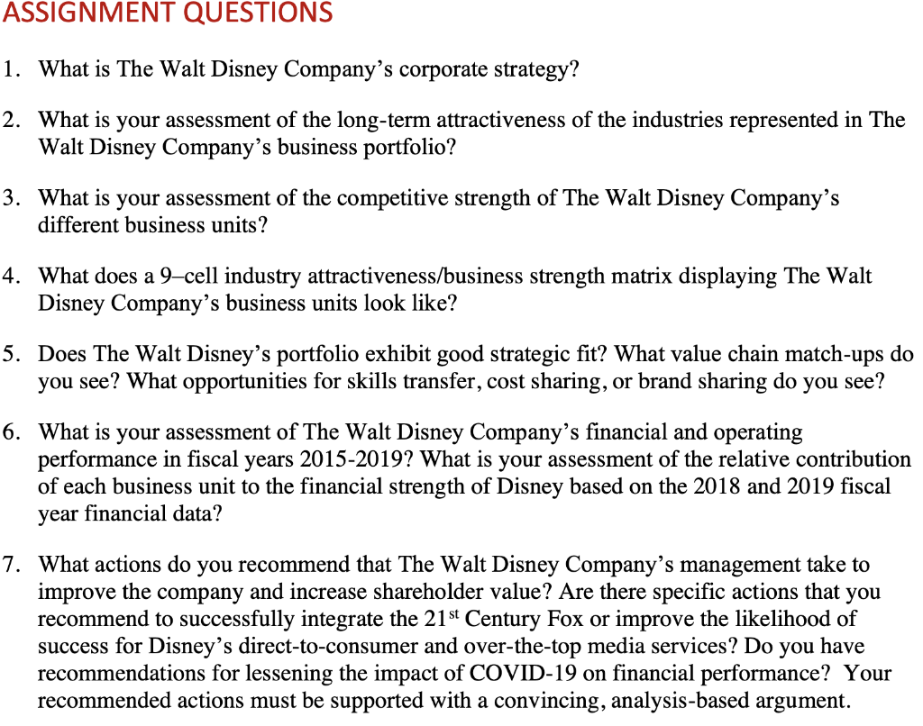 assignment on walt disney company