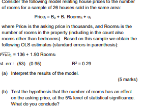 Solved Consider the following model relating house prices to | Chegg.com