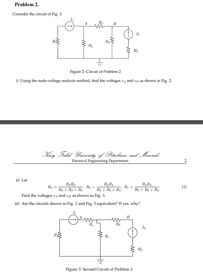 Solved Problem 2. Consider the circuit of Fig. 2. A R3 B 12 | Chegg.com