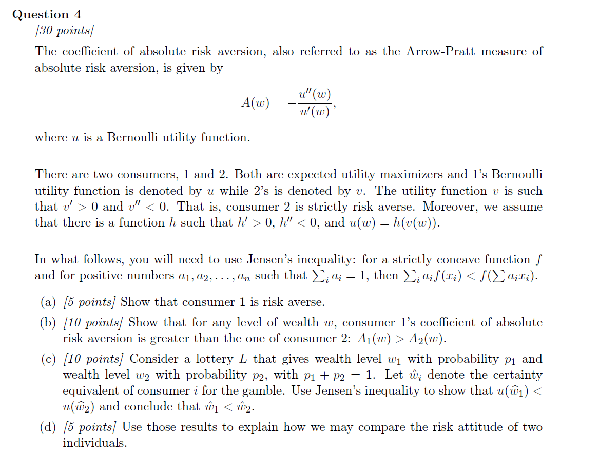 Solved Question 4 (30 points) The coefficient of absolute | Chegg.com
