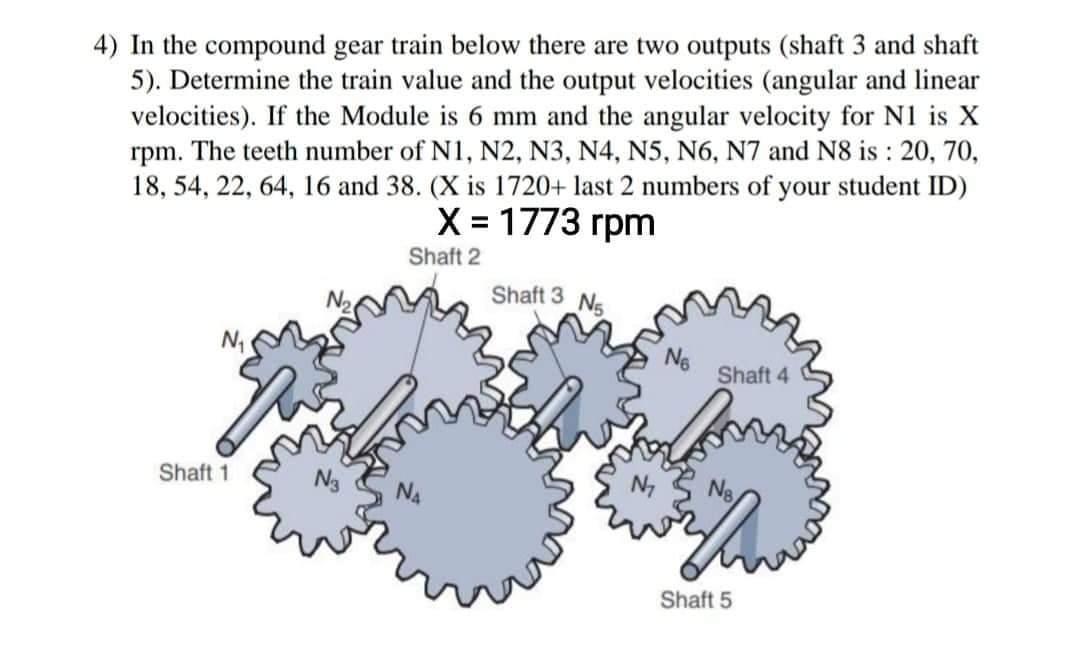 Solved 4) In the compound gear train below there are two | Chegg.com