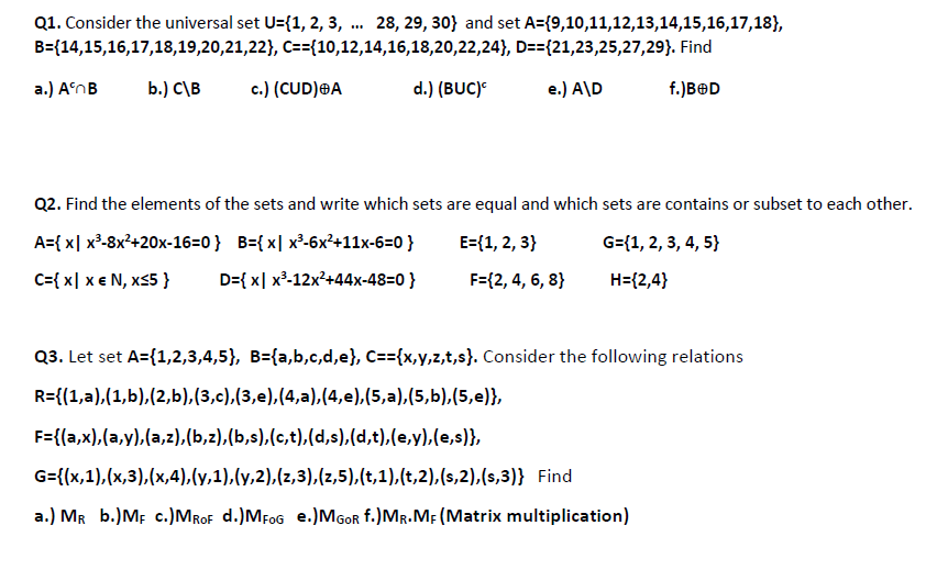 Solved Q1. Consider the universal set U={1, 2, 3, ... 28, | Chegg.com