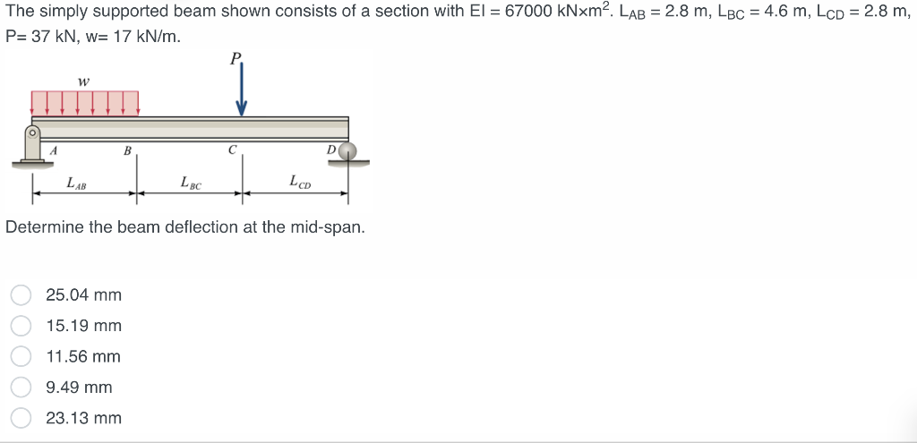 Solved The simply supported beam shown consists of a section | Chegg.com
