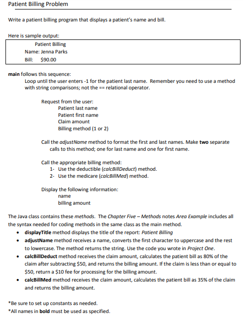 Medical Billing Math Problems Examples Patient Billing Problem Write a patient billing | Chegg.com