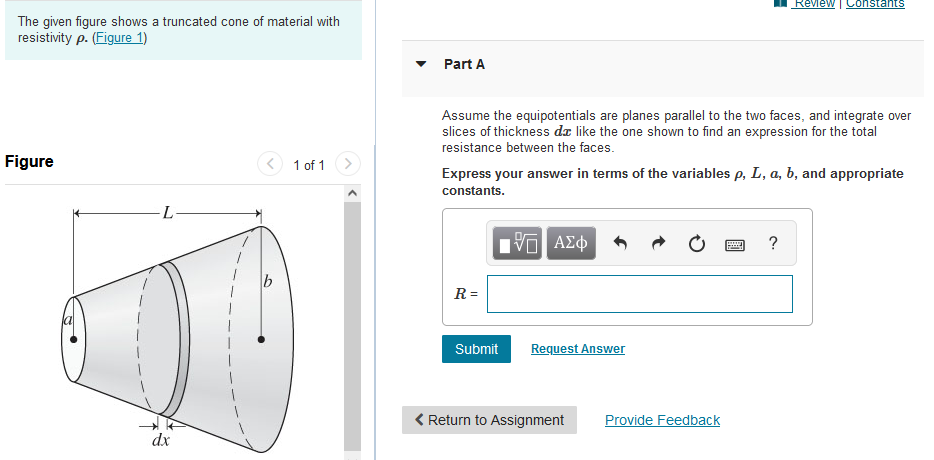 Solved Review onstants The given figure shows a truncated | Chegg.com