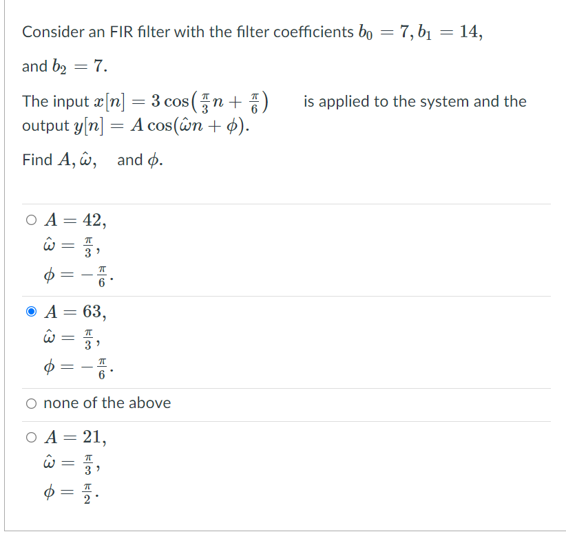 Solved Consider an FIR filter with the filter coefficients
