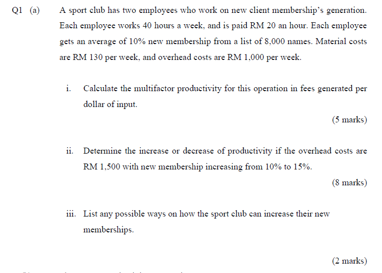 Solved Q1 A A Sport Club Has Two Employees Who Work On New Chegg Com