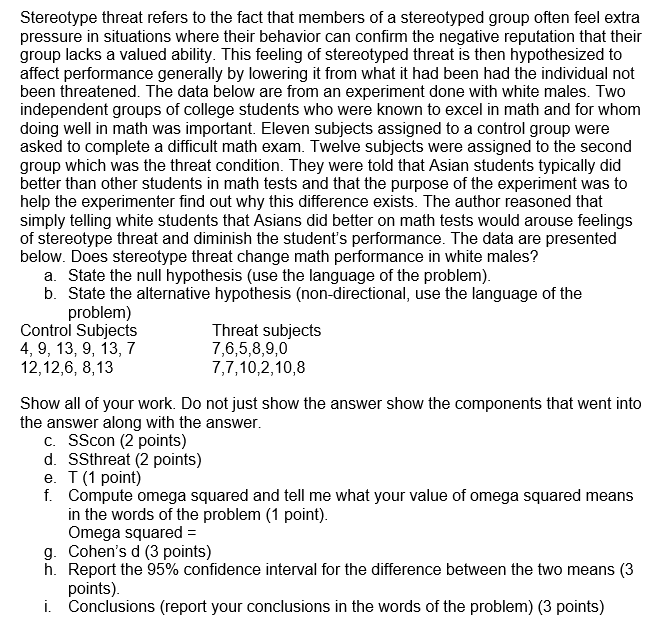 Solved Stereotype threat refers to the fact that members of | Chegg.com