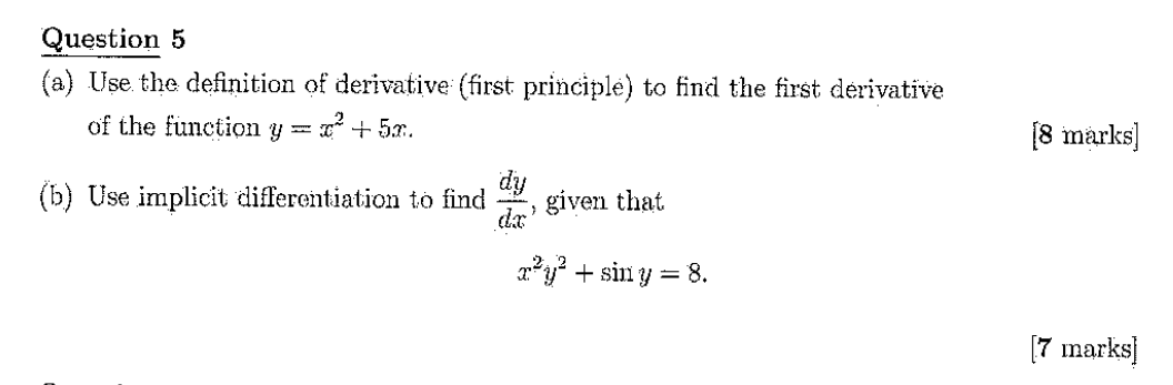 find the derivative of y x 2 from first principle