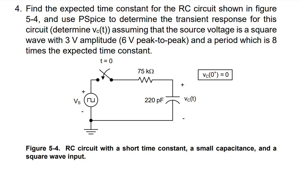 Solved 4. Find the expected time constant for the RC circuit