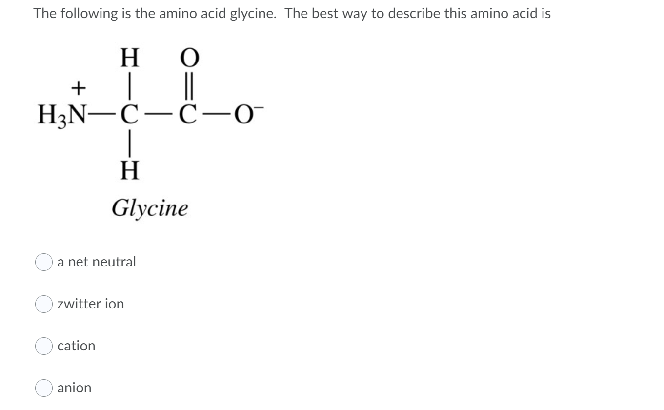 The following is the amino acid glycine. The best way