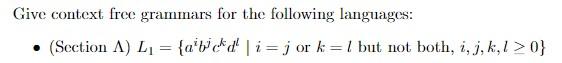 Solved Give context free grammars for the following | Chegg.com