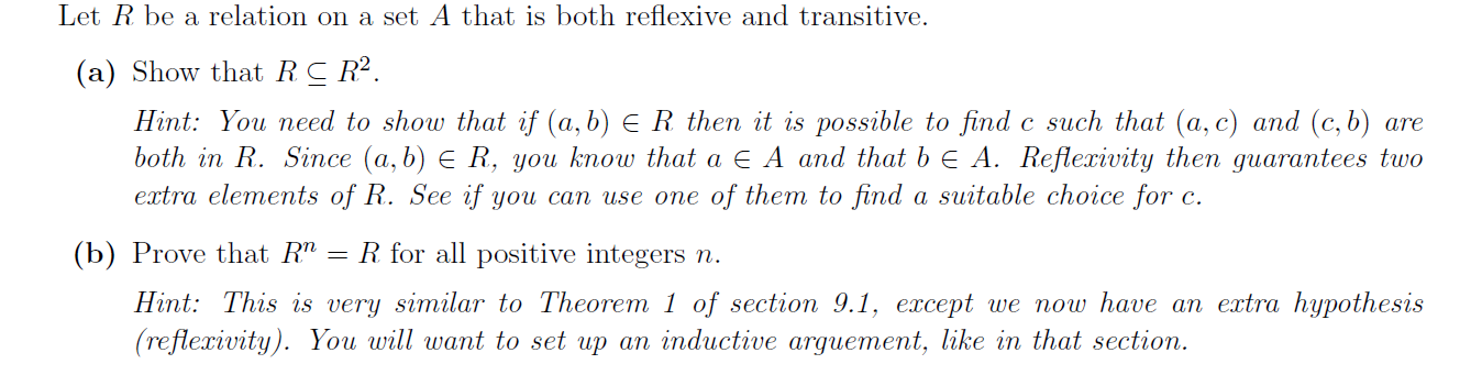 Solved Let R be a relation on a set A that is both reflexive | Chegg.com