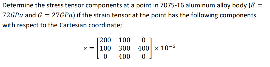 Solved = Determine the stress tensor components at a point | Chegg.com