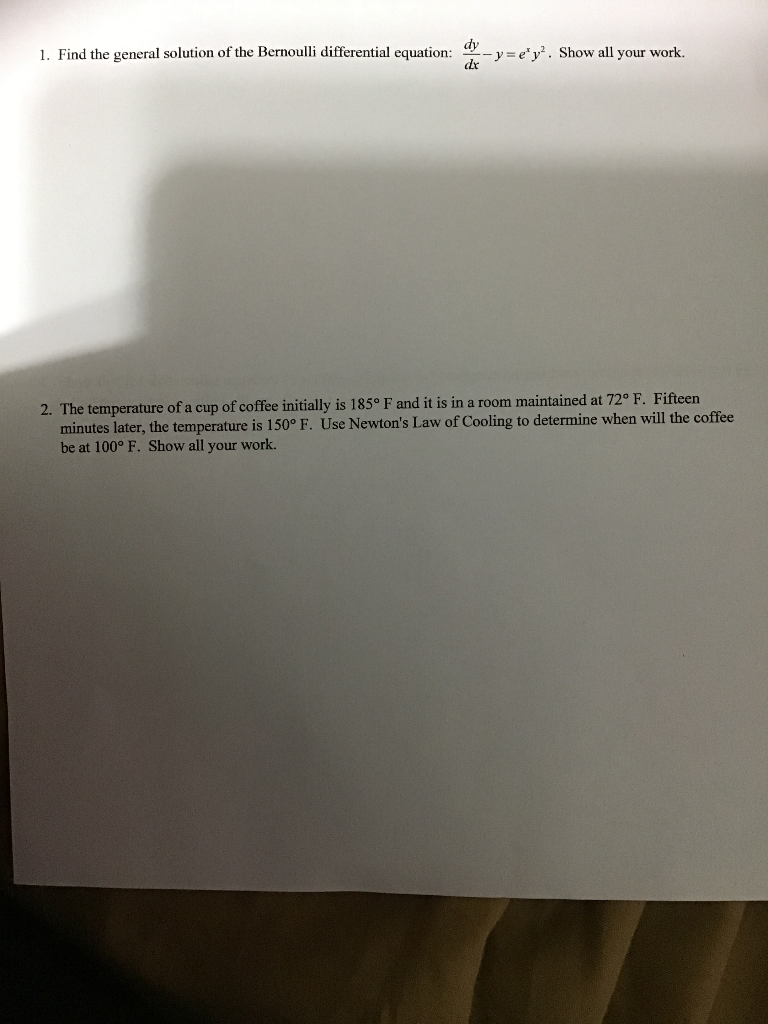 Solved 1. Find the general solution of the Bernoulli | Chegg.com