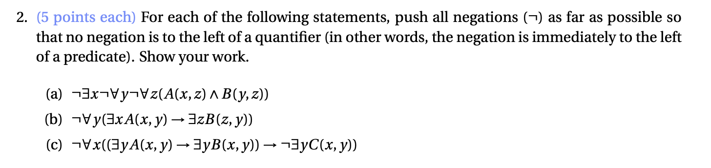 Solved 2. (5 points each) For each of the following | Chegg.com