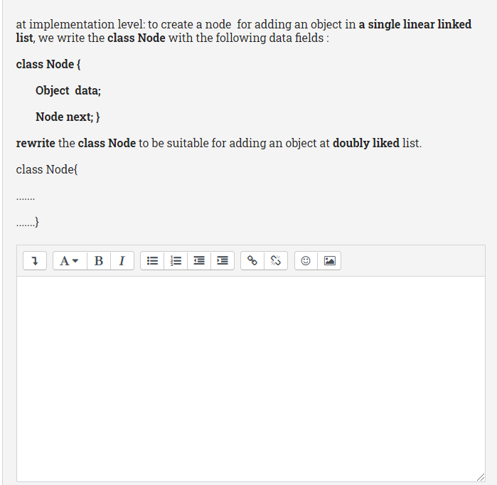 Solved at implementation level: to create a node for adding | Chegg.com