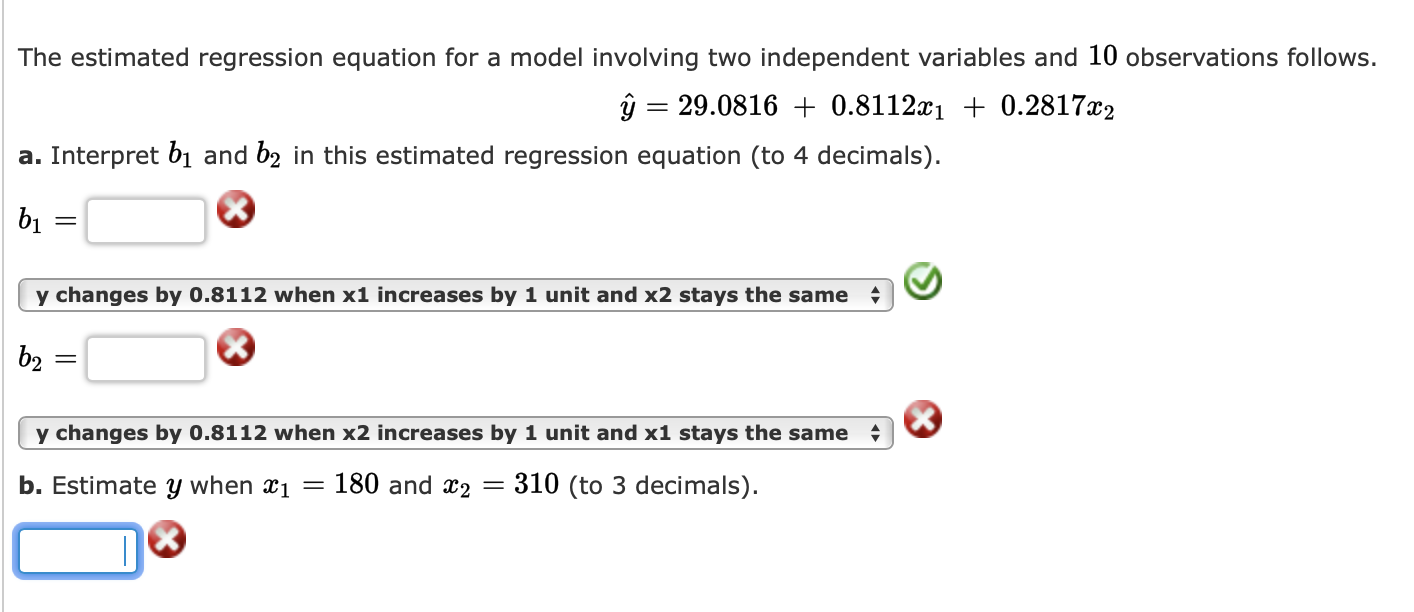 Solved The Estimated Regression Equation For A Model | Chegg.com