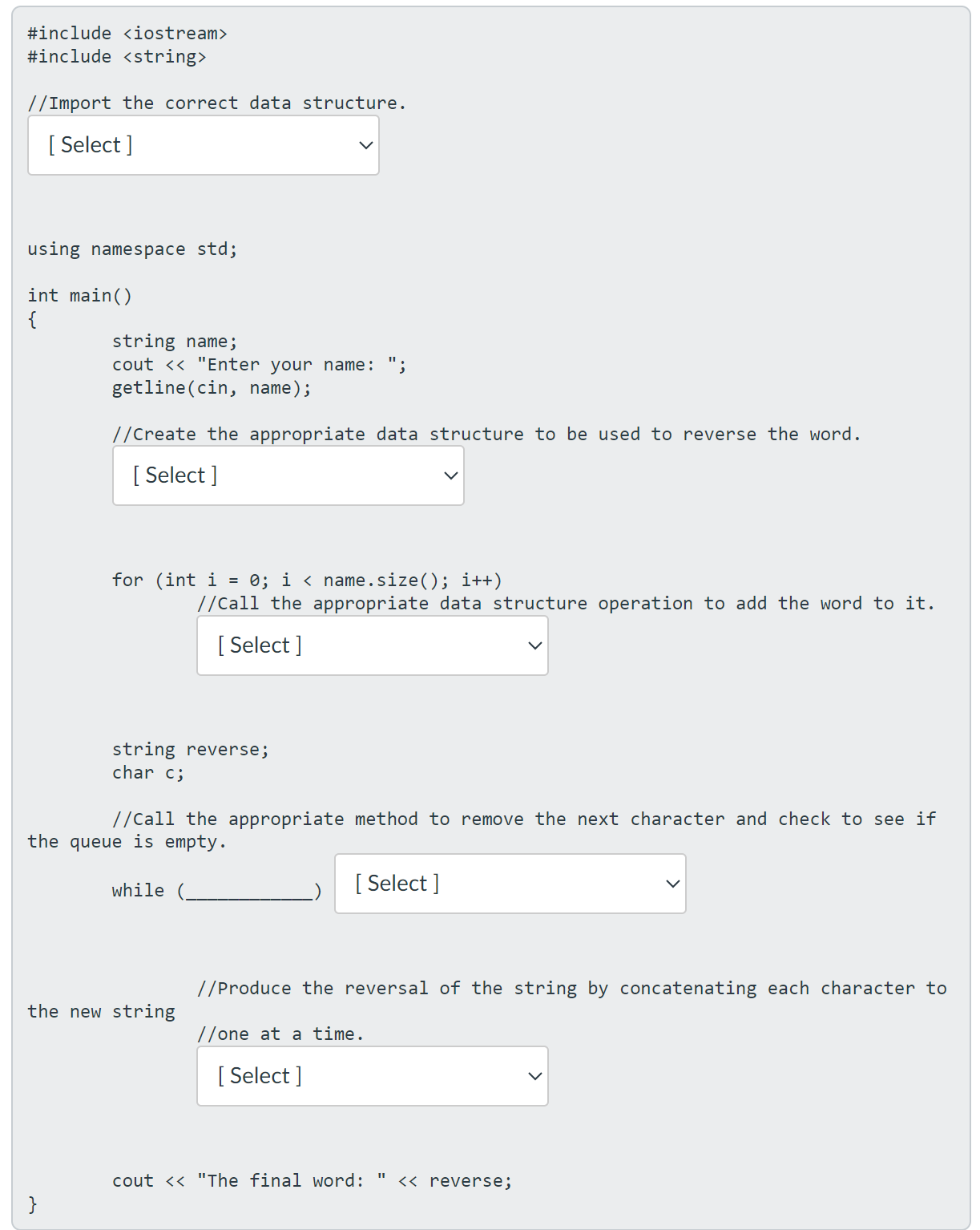 The program below takes in a user's name and should | Chegg.com