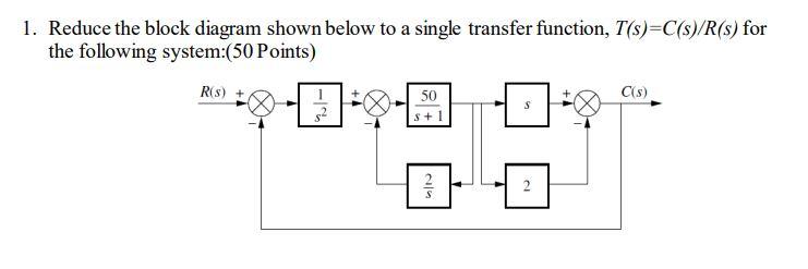 Solved 1. Reduce the block diagram shown below to a single | Chegg.com
