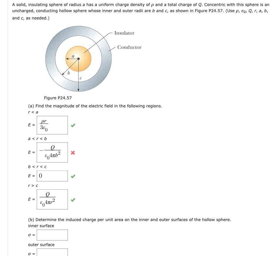 Solved A Solid Insulating Sphere Of Radius A Has A Unifo Chegg Com