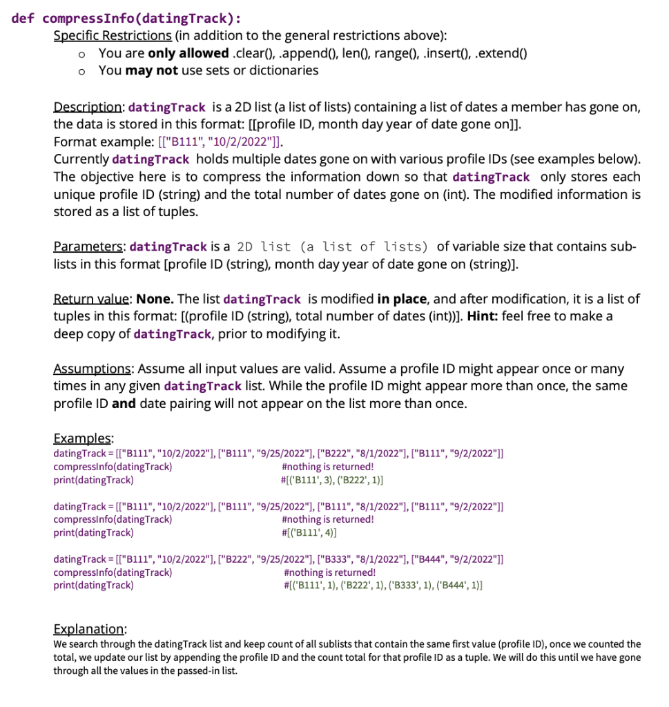 Solved Functions The signature of each function is provided | Chegg.com