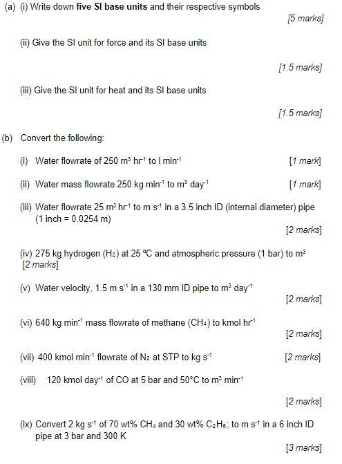Solved (a) Write down five SI base units and their | Chegg.com