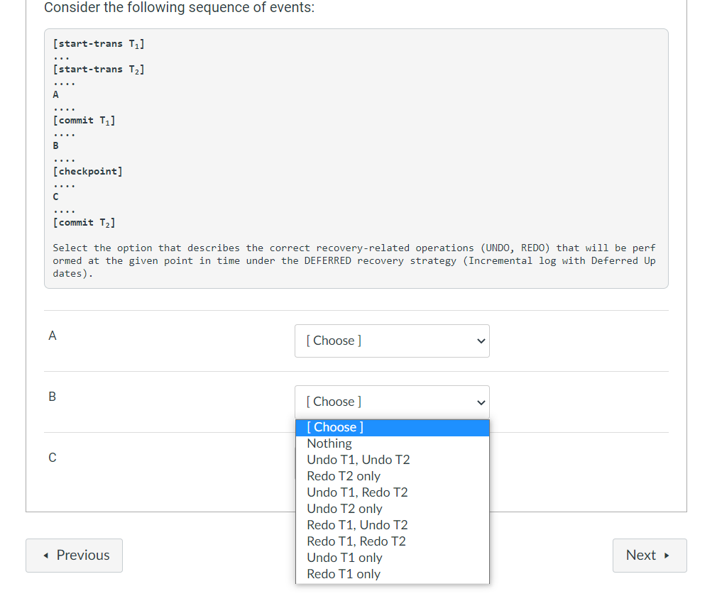 Solved Consider the following sequence of events: | Chegg.com