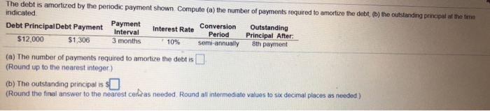 Solved The Debt Is Amortized By The Periodic Payment Shown | Chegg.com