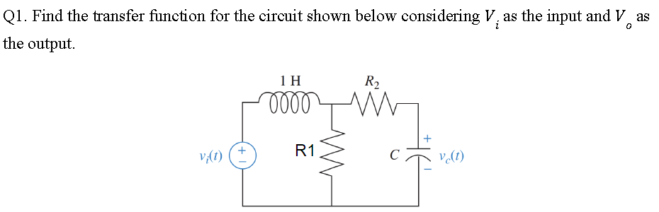 Solved Q1. Find the transfer function for the circuit shown | Chegg.com