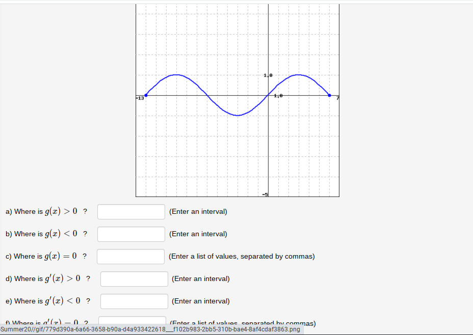 Solved F13 a) Where is g(x) > 0 ? (Enter an interval) b) | Chegg.com